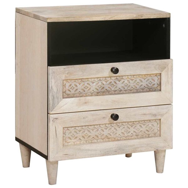 vidaXL Table de chevet Beige 50 x 33 x 60 cm bois de manguier massif