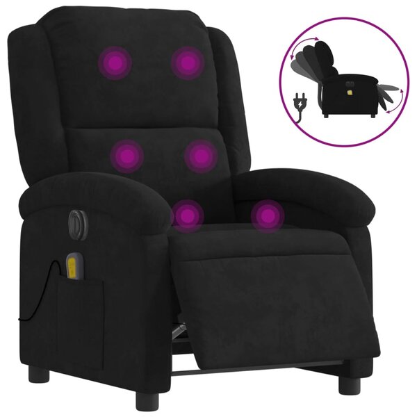 vidaXL Fauteuil inclinable de massage électrique noir velours