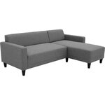 Canapé d'angle fixe 4 places BOB - Tissu anthracite - Réversible - 197 x 117 x 65 cm