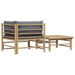 vidaXL Salon de jardin 2 Pièces avec coussins gris foncé Bambou