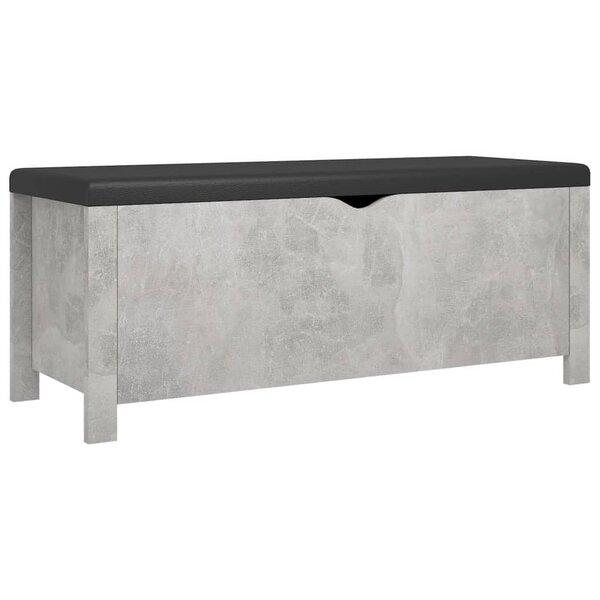 vidaXL Boîte de rangement avec coussin gris béton 105x40x45 cm