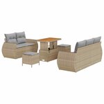 vidaXL Ensemble de canapé de jardin 8 Pièces Beige polyrotin