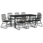 vidaXL Ensemble à manger de jardin 9 Pièces noir rotin PVC