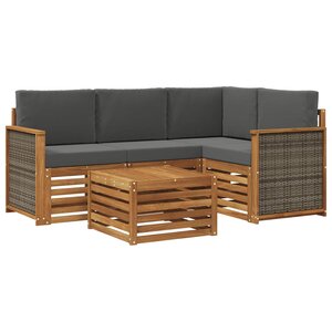 vidaXL Ensemble de canapés d'extérieur 5 Pièces Naturel et Anthracite