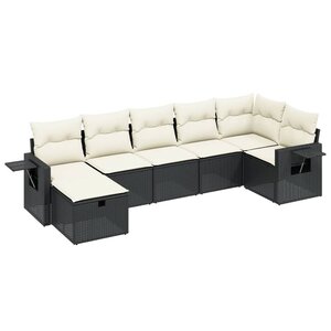 vidaXL Salon de jardin 7 Pièces avec coussins noir résine tressée