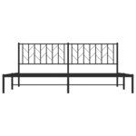 vidaXL Cadre de lit métal sans matelas avec tête de lit noir 200x200cm