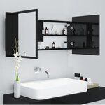 vidaXL Armoire à miroir de bain à LED Noir brillant Acrylique