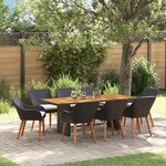 vidaXL Ensemble de salle à manger pour jardin 9 Pièces Noir et marron