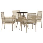 vidaXL Ensemble de salle à manger pour jardin 5 Pièces Beige Poly rotin