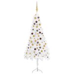 vidaXL Arbre de Noël artificiel LED et boules Blanc 180 cm PVC