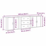 vidaXL Buffet Chêne noir 240 x 33 x 70 cm Bois d'ingénierie