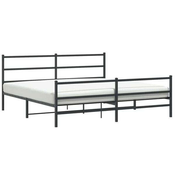 vidaXL Cadre de lit métal sans matelas avec pied de lit noir 193x203cm