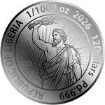 Monnaie ZEUS 1/1000 Oz Palladium 12$ Liberia 2026 (PRÉCOMMANDE)
