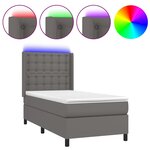 vidaXL Sommier à lattes de lit matelas LED Gris 80x200 cm Similicuir