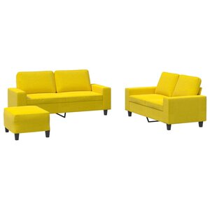 vidaXL Ensemble de canapés 3 Pièces jaune clair tissu