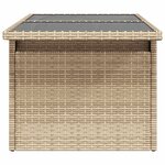 vidaXL Table de jardin dessus en verre beige 100x55x73 cm poly rotin