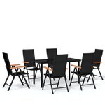 vidaXL Ensemble à manger de jardin 7 Pièces Noir