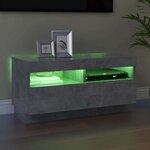 vidaXL Meuble TV avec lumières LED gris béton 80x35x40 cm