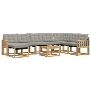 vidaXL Ensemble de canapés d'extérieur 9 Pièces Blanc et gris clair
