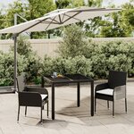 vidaXL Ensemble à manger de jardin avec coussins 3 Pièces Noir