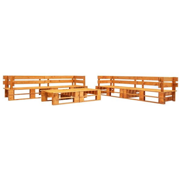 Salon de jardin meuble d'extérieur ensemble de mobilier palette 6 pièces bois marron miel 02_0018467