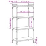 vidaXL Bibliothèque à 4 niveaux sonoma gris 60x30x120 cm