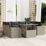 vidaXL Salon de jardin avec coussins 7 Pièces gris clair résine tressée