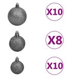 Vidaxl arbre de noël artificiel led et boules et pommes de pin 210 cm