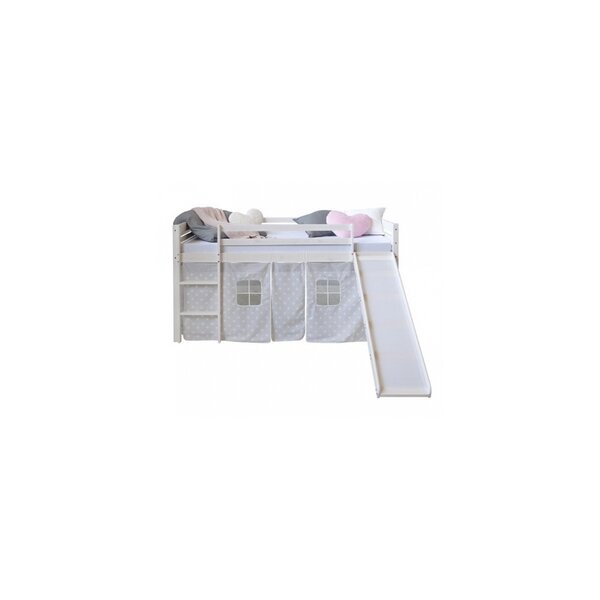 Lit mezzanine 90x200 avec toboggan et echelle et Rideau etoiles
