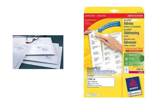 Etiquettes adresses, 63,5 x 38,1 mm, blanc avery zweckform