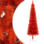 vidaXL Arbre de Noël mince pré-éclairé et boules rouge 240 cm