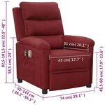 vidaXL Fauteuil électrique de massage Bordeaux Tissu