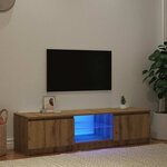 vidaXL Meuble TV avec lumières LED chêne artisanal bois d'ingénierie
