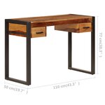 vidaXL Bureau avec 2 tiroirs 110x50x77 cm Bois solide de Sesham