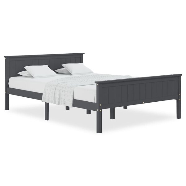 vidaXL Cadre de lit Gris Bois de pin massif 160x200 cm