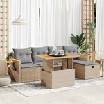 vidaXL Salon de jardin avec coussins 6 Pièces beige résine tressée