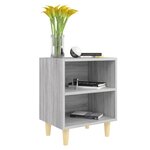 vidaXL Table de chevet avec pieds en bois Sonoma gris 40x30x50 cm