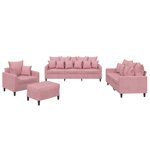 vidaXL Ensemble de canapés 4 Pièces avec coussins Rose Velours