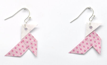 Boucles d'oreille papier origami cocotte rose