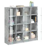 vidaXL Bibliothèque avec portes gris béton 136x37x142 cm