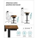 Bureau assis debout électrique 60 x 120 x (72-120) cm table réglable en hauteur mémoire 4 hauteurs pochette cadre en acier dessus de table épais blanc 2_0004546