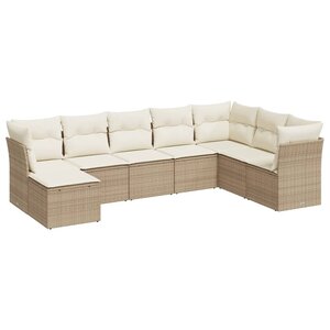 vidaXL Salon de jardin avec coussins 8 Pièces beige résine tressée