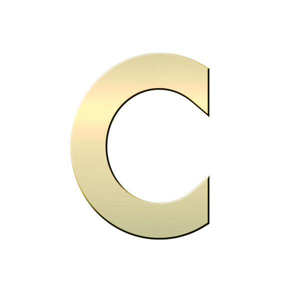 N° C en Laiton  adhésif puissant  50 mm x 2 mm