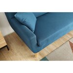 Lena bleu : Canapé scandinave 3 places bleu + 2 coussins