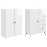vidaXL Ensemble de Meubles 2 Pièces Blanc brillant Bois d'ingénierie