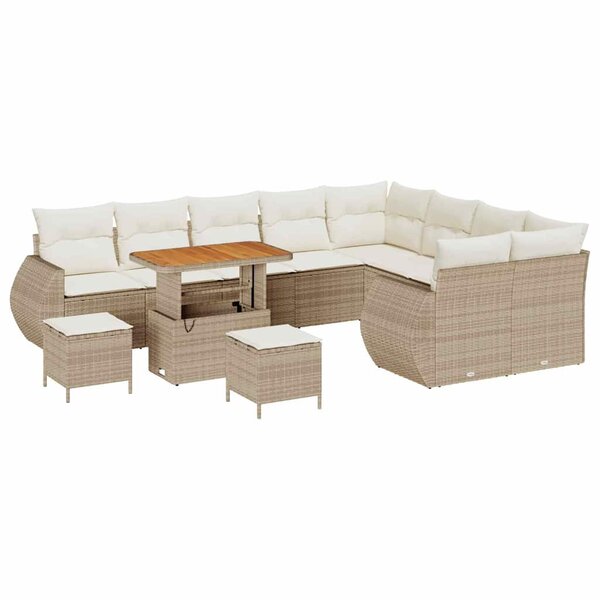 vidaXL Ensemble de canapé de jardin 12 Pièces Beige polyrotin