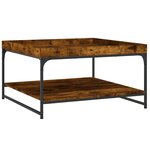 vidaXL Table basse chêne fumé 80x80x45 cm bois d'ingénierie et fer