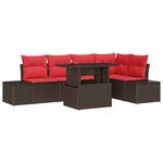 vidaXL Ensemble de canapé de jardin avec coussin 6 Pièces Marron et rouge