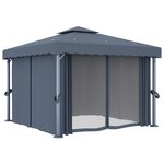 vidaXL Tonnelle avec rideau et guirlande lumineuse LED 3x3m Anthracite