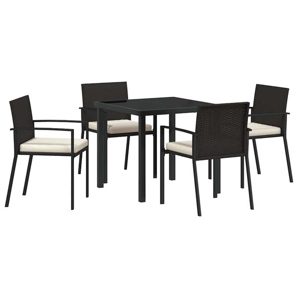 vidaXL Ensemble de salle à manger pour jardin 5 Pièces Noir Poly rotin